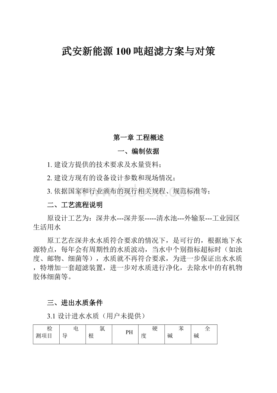 武安新能源100吨超滤方案与对策.docx