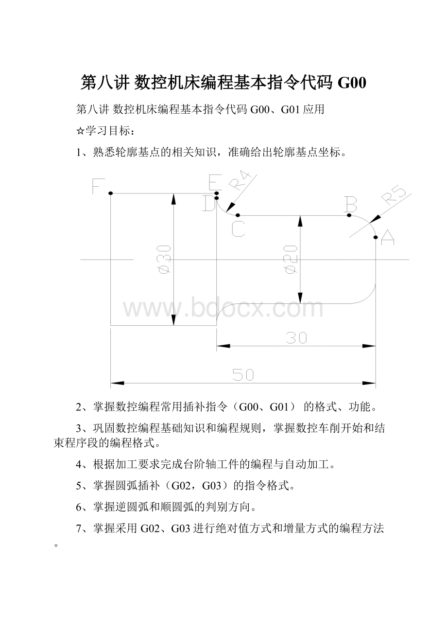 第八讲数控机床编程基本指令代码G00.docx_第1页