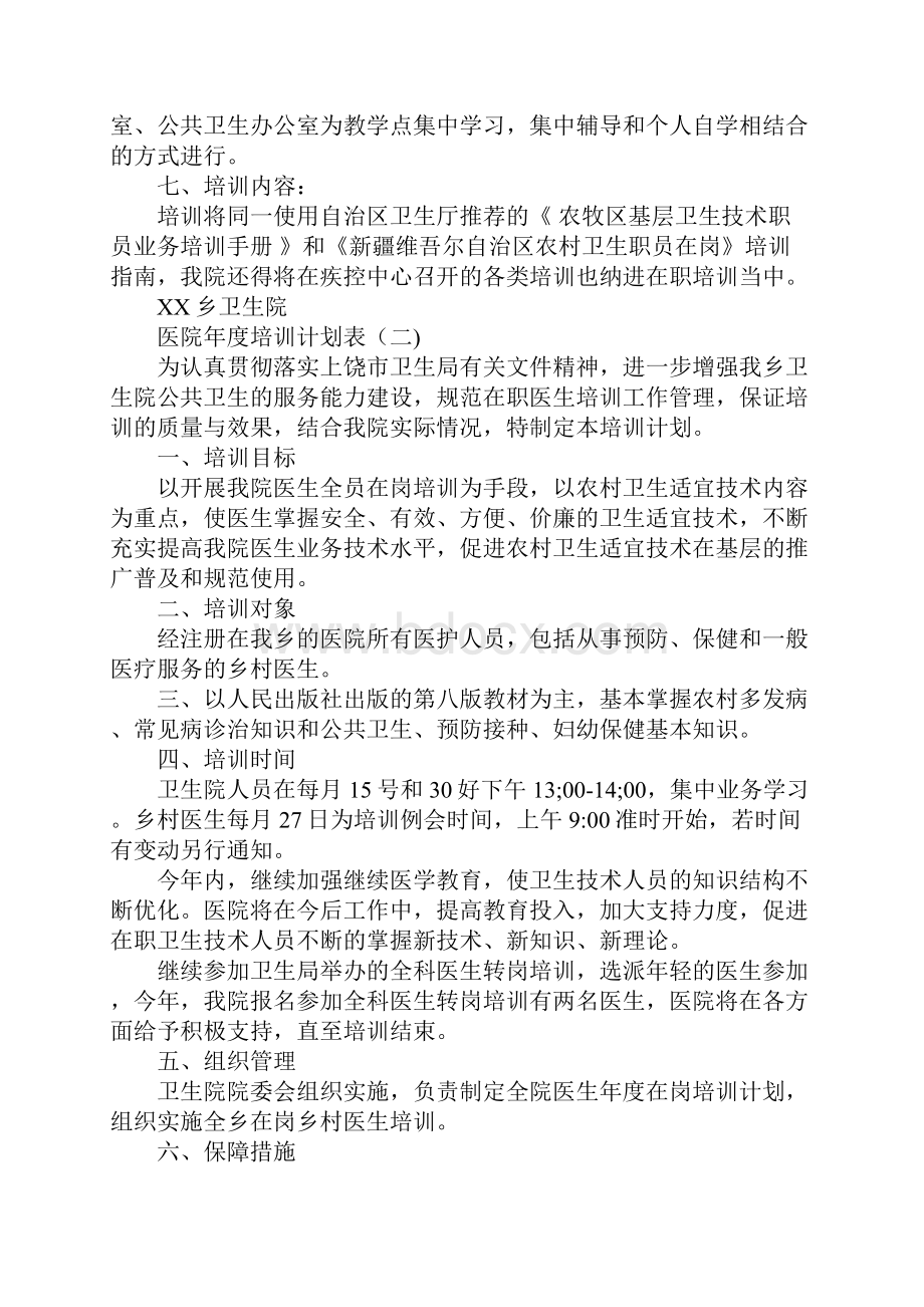 医院年度培训计划表示范文本.docx_第3页