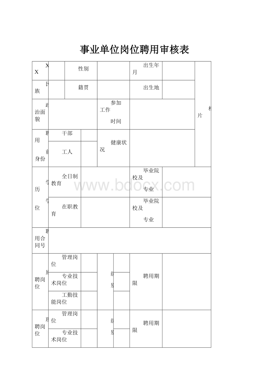 事业单位岗位聘用审核表.docx_第1页