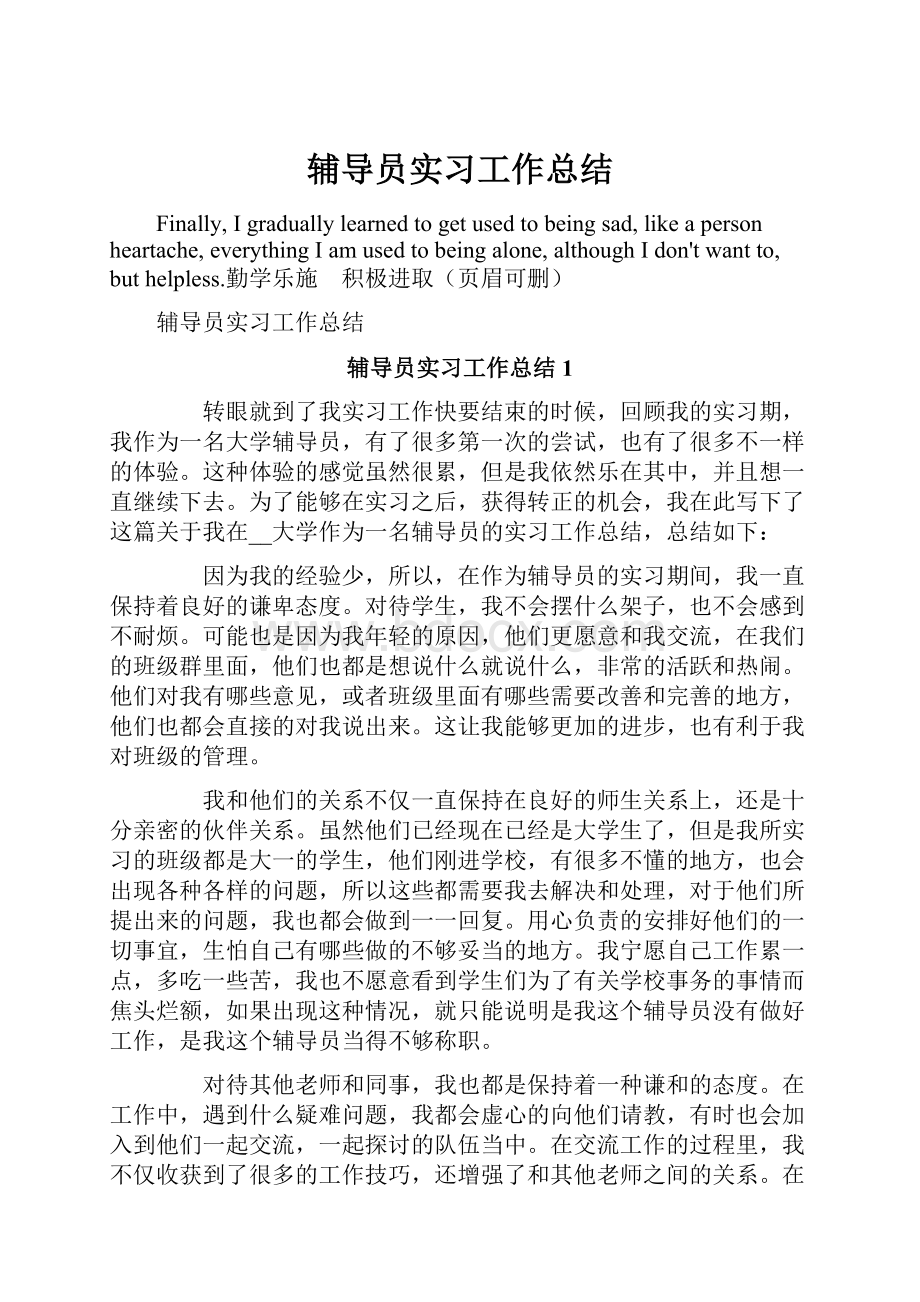 辅导员实习工作总结.docx