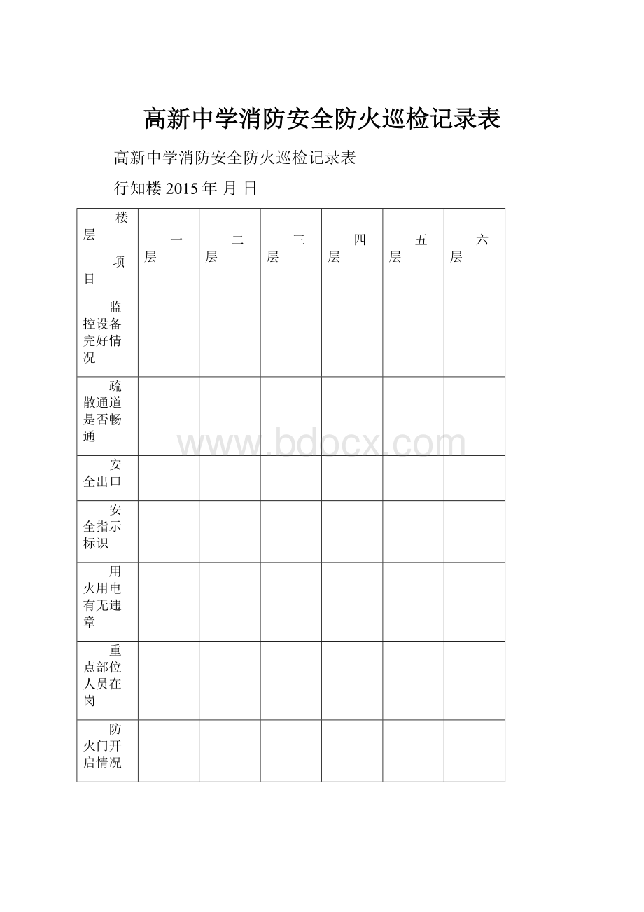 高新中学消防安全防火巡检记录表.docx