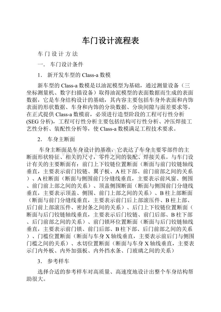 车门设计流程表.docx