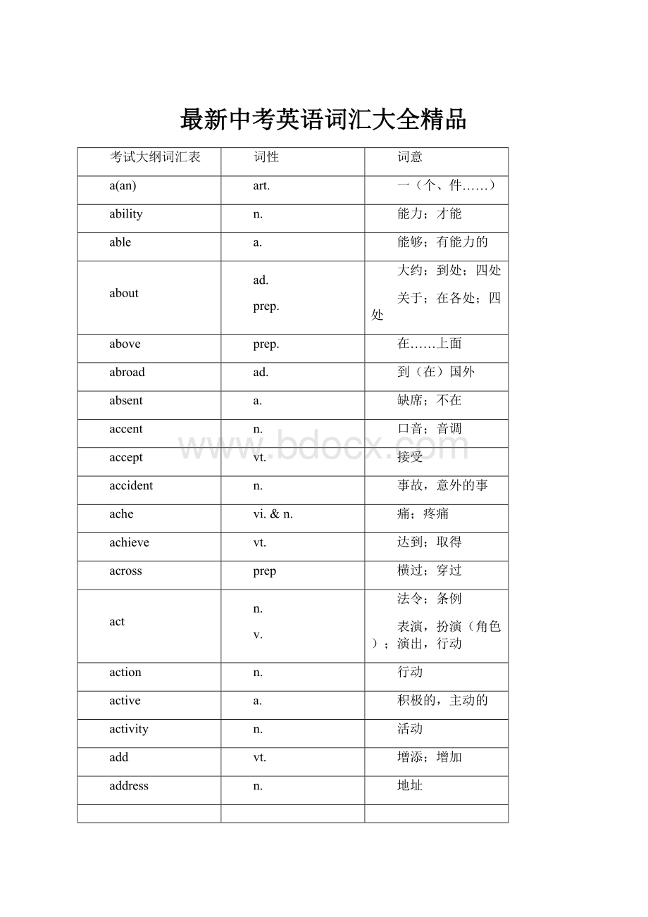 最新中考英语词汇大全精品.docx