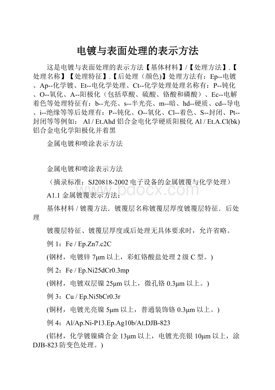 电镀与表面处理的表示方法.docx