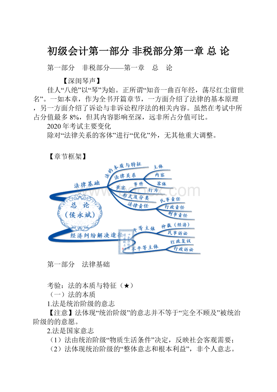 初级会计第一部分 非税部分第一章 总 论.docx