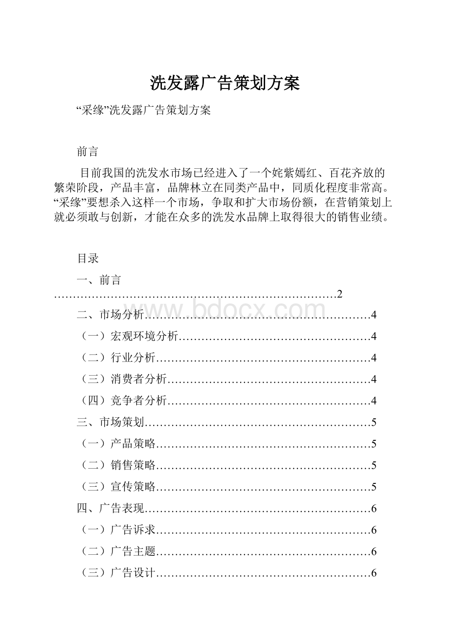 洗发露广告策划方案.docx