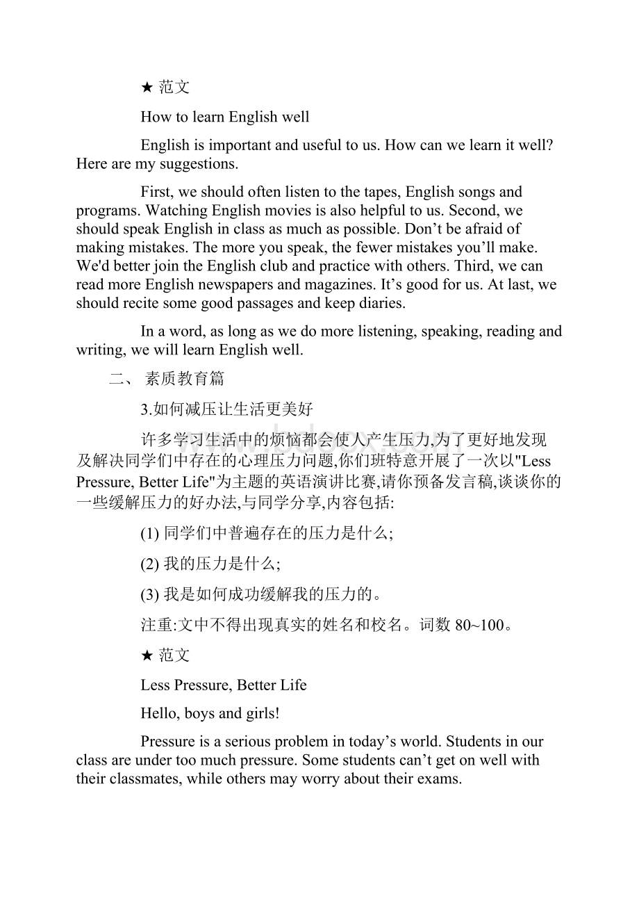 中考英语作文热门话题及范文.docx_第2页