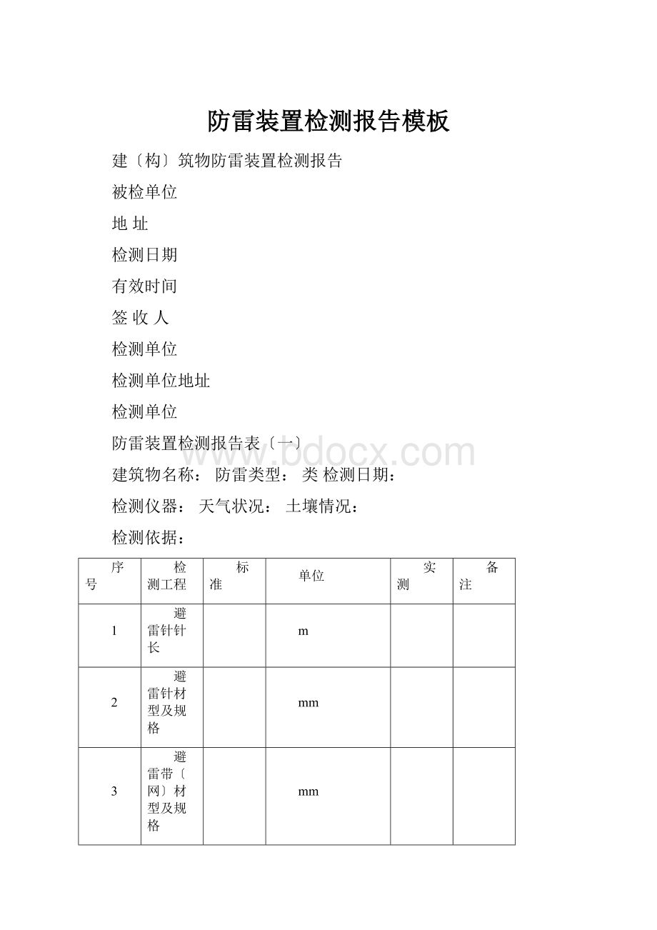 防雷装置检测报告模板.docx