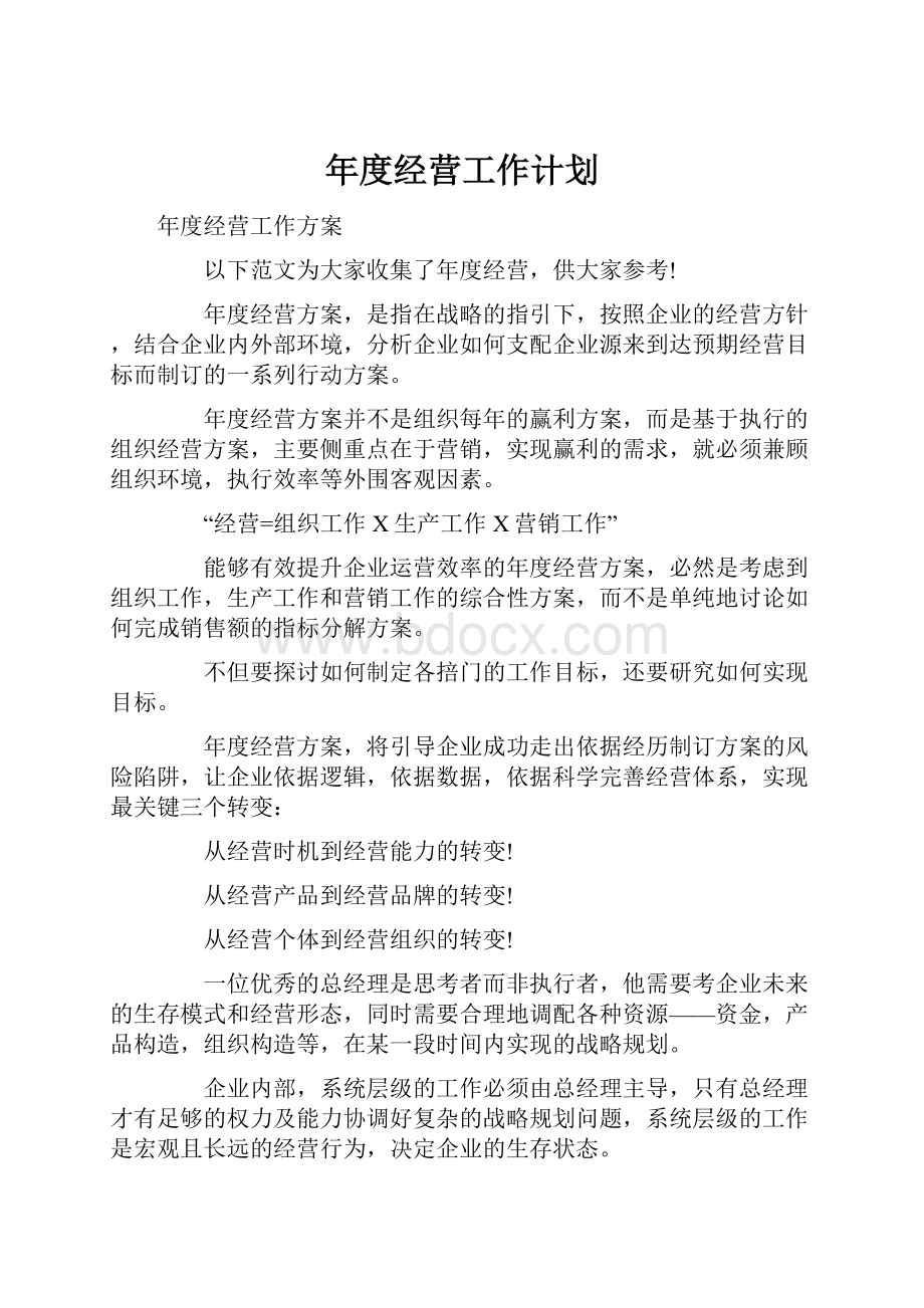 年度经营工作计划.docx_第1页