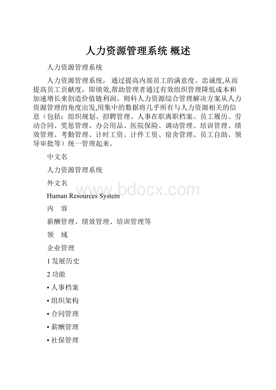 人力资源管理系统 概述.docx