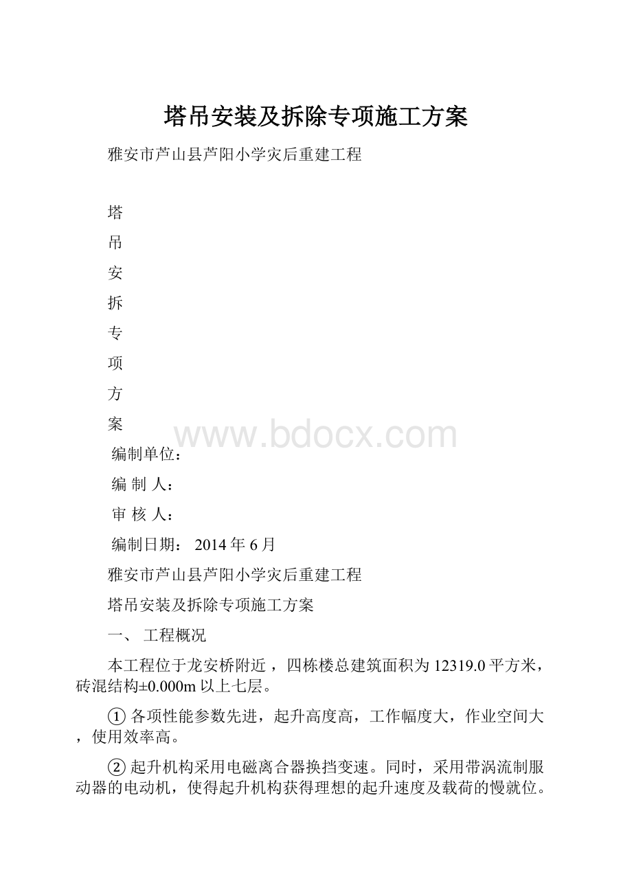 塔吊安装及拆除专项施工方案.docx