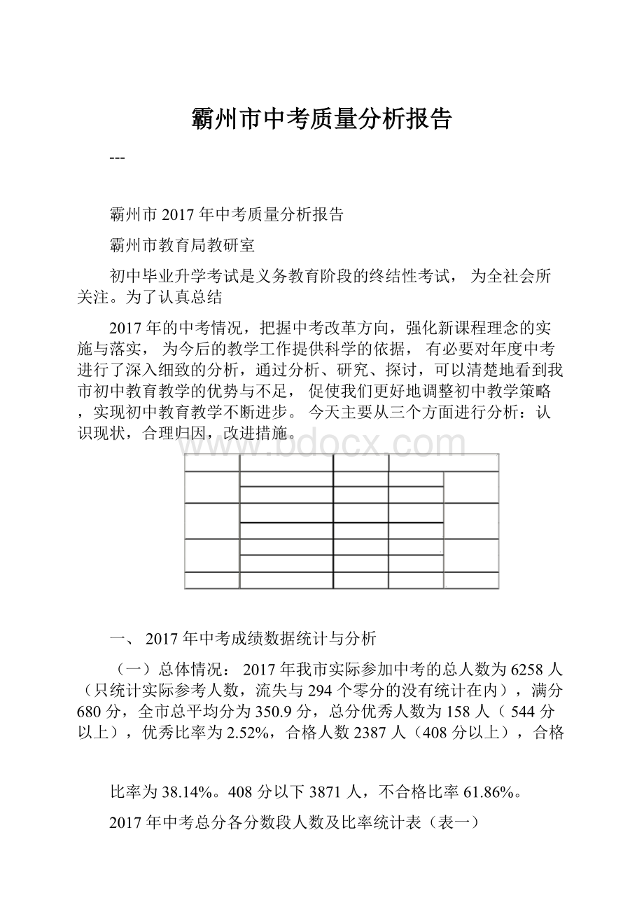 霸州市中考质量分析报告.docx