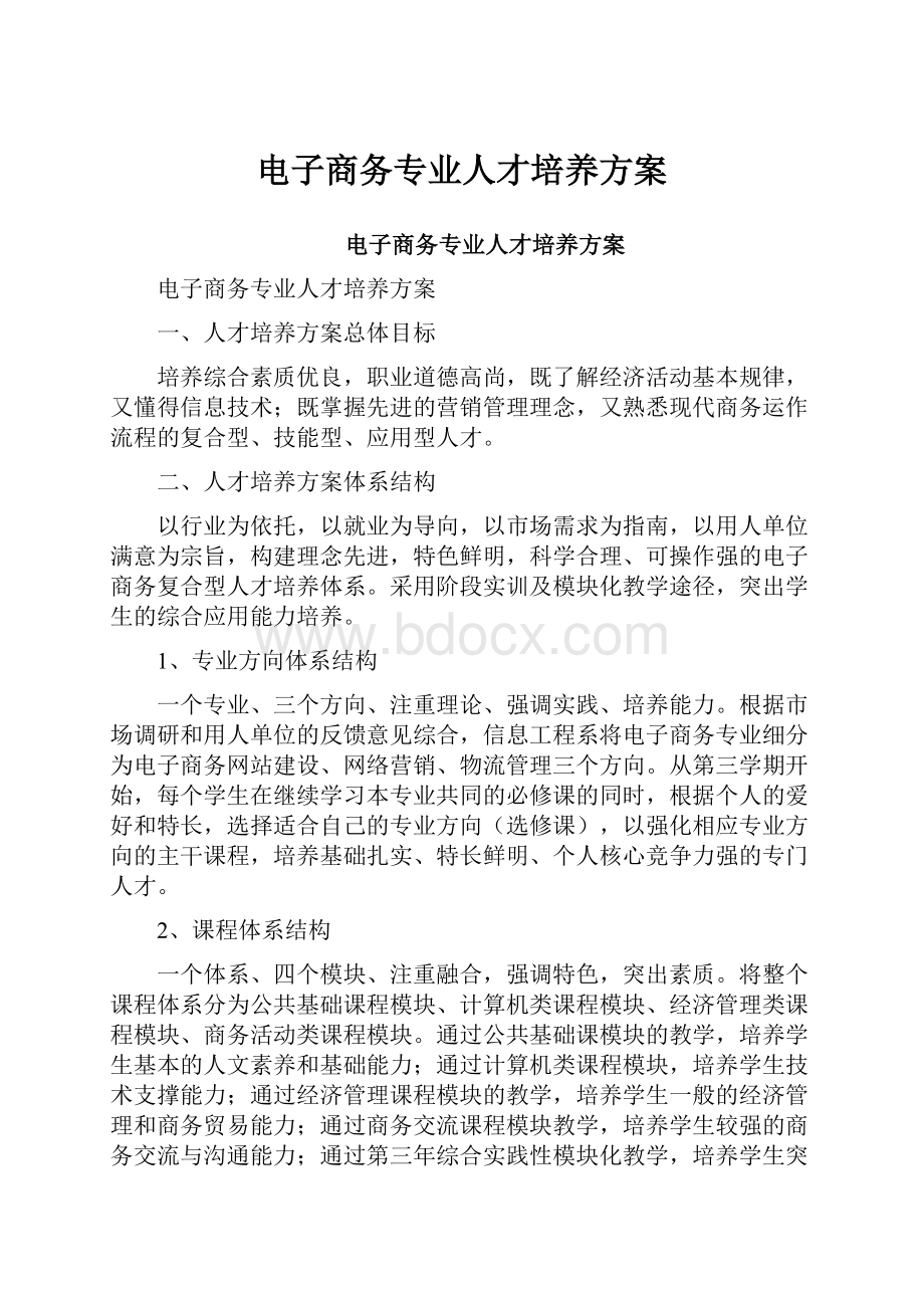 电子商务专业人才培养方案.docx