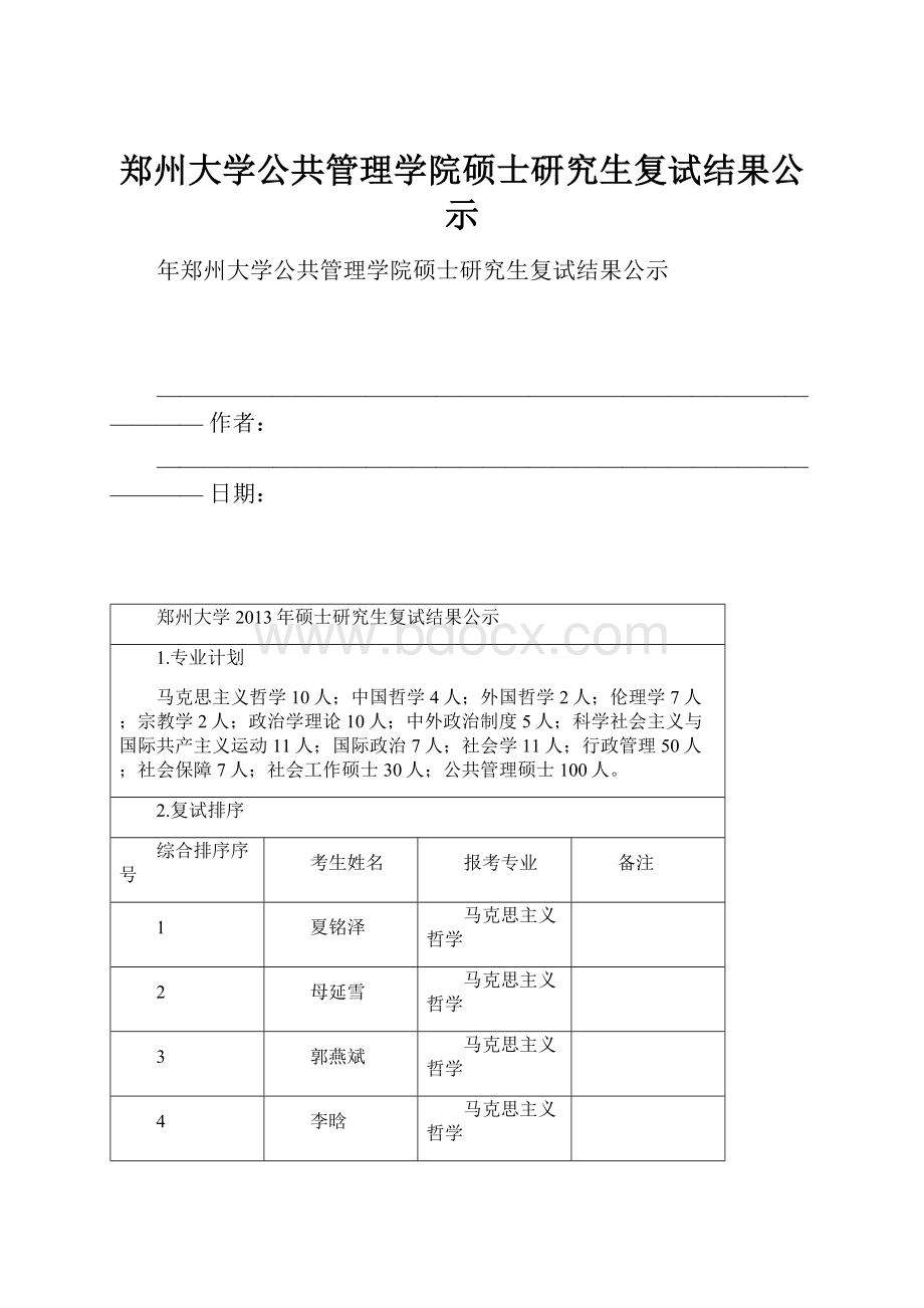 郑州大学公共管理学院硕士研究生复试结果公示.docx_第1页