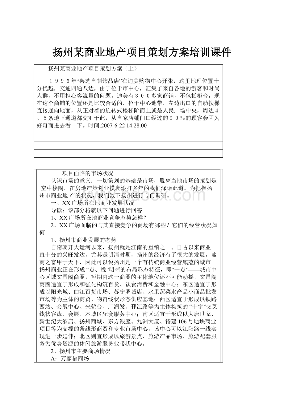 扬州某商业地产项目策划方案培训课件.docx_第1页