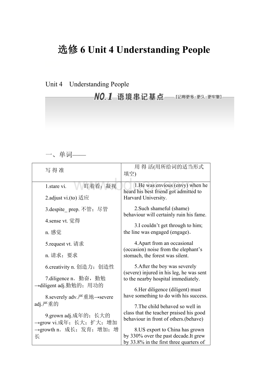 选修6Unit 4Understanding People.docx_第1页