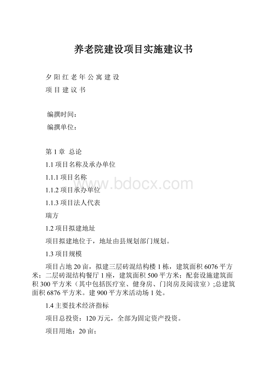 养老院建设项目实施建议书.docx