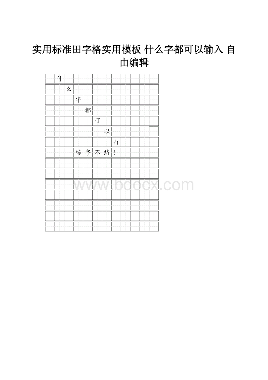 实用标准田字格实用模板 什么字都可以输入 自由编辑.docx_第1页