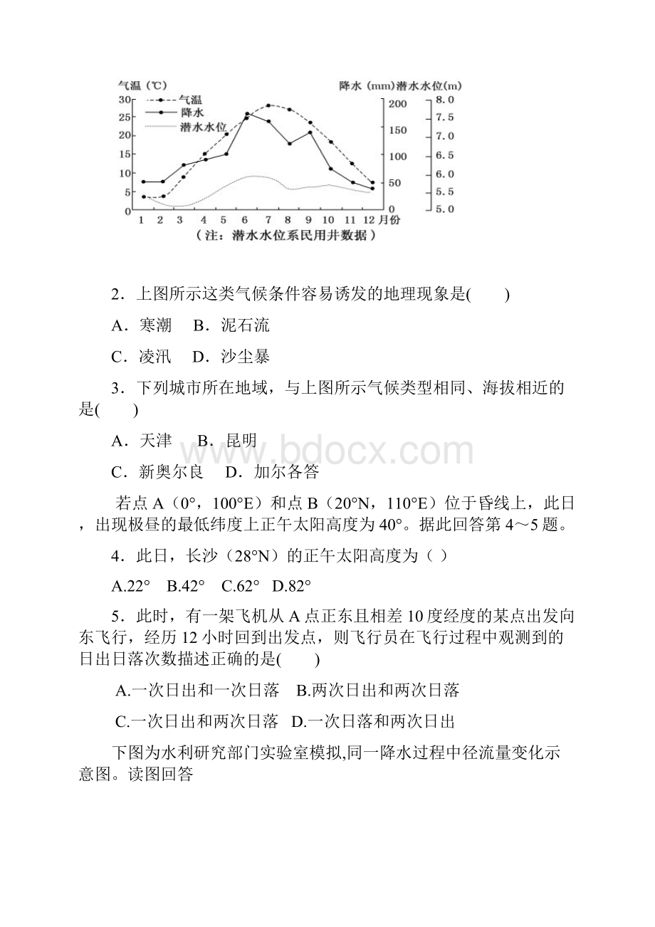 湖南省常德市芷兰实验学校届高三第四次月考地理试题 Word版含答案.docx_第2页