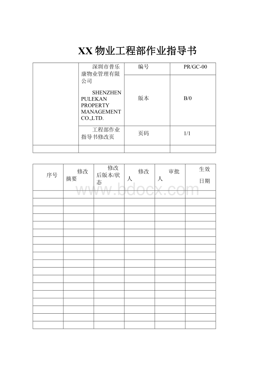 XX物业工程部作业指导书.docx_第1页