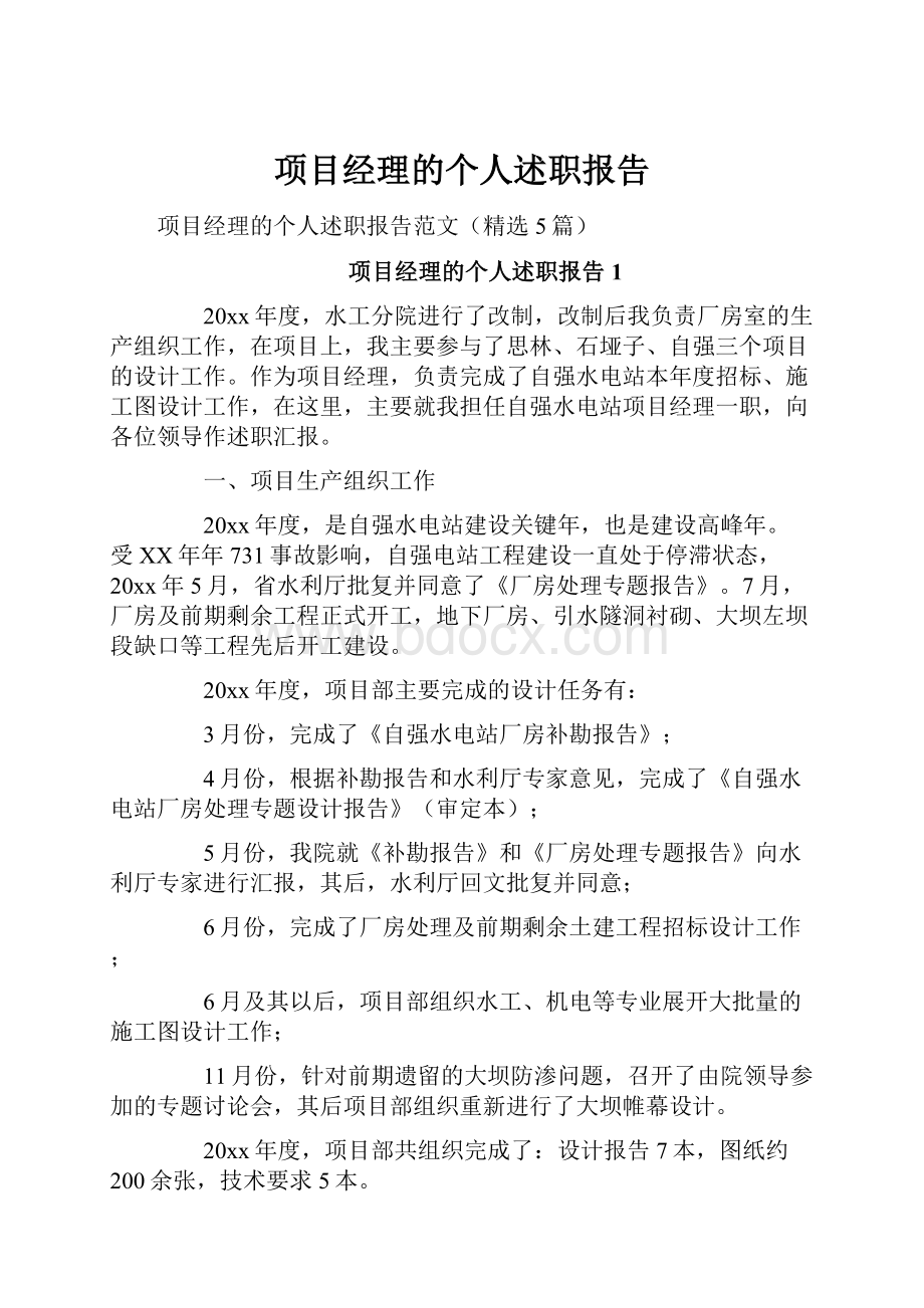 项目经理的个人述职报告.docx