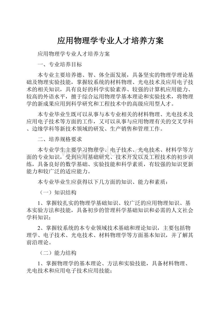 应用物理学专业人才培养方案.docx