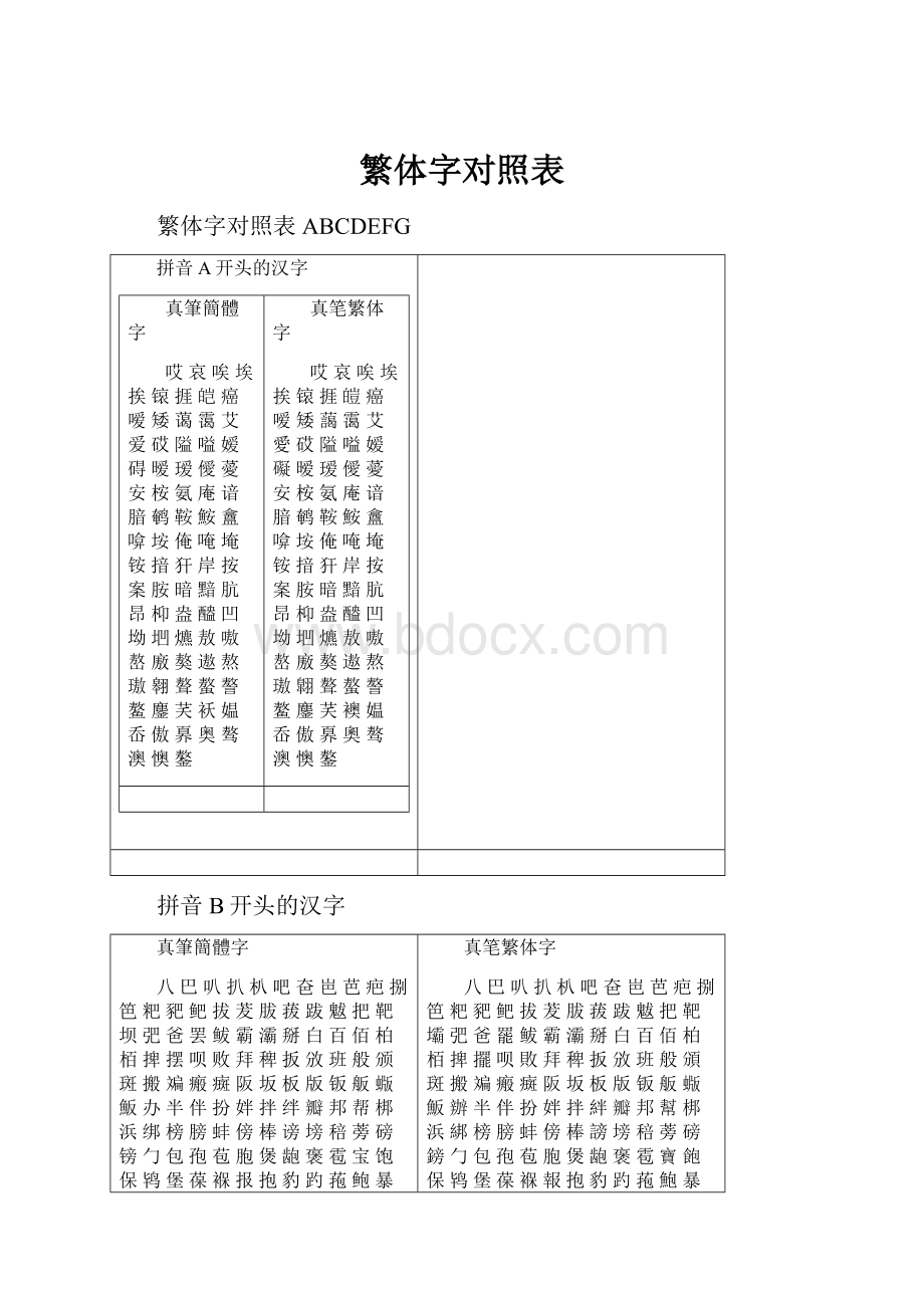 繁体字对照表.docx