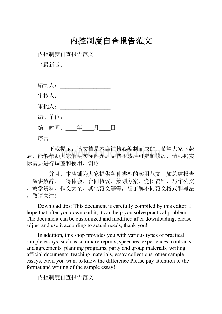 内控制度自查报告范文.docx_第1页