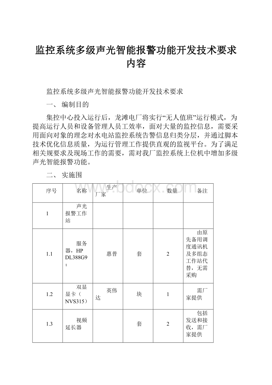 监控系统多级声光智能报警功能开发技术要求内容.docx