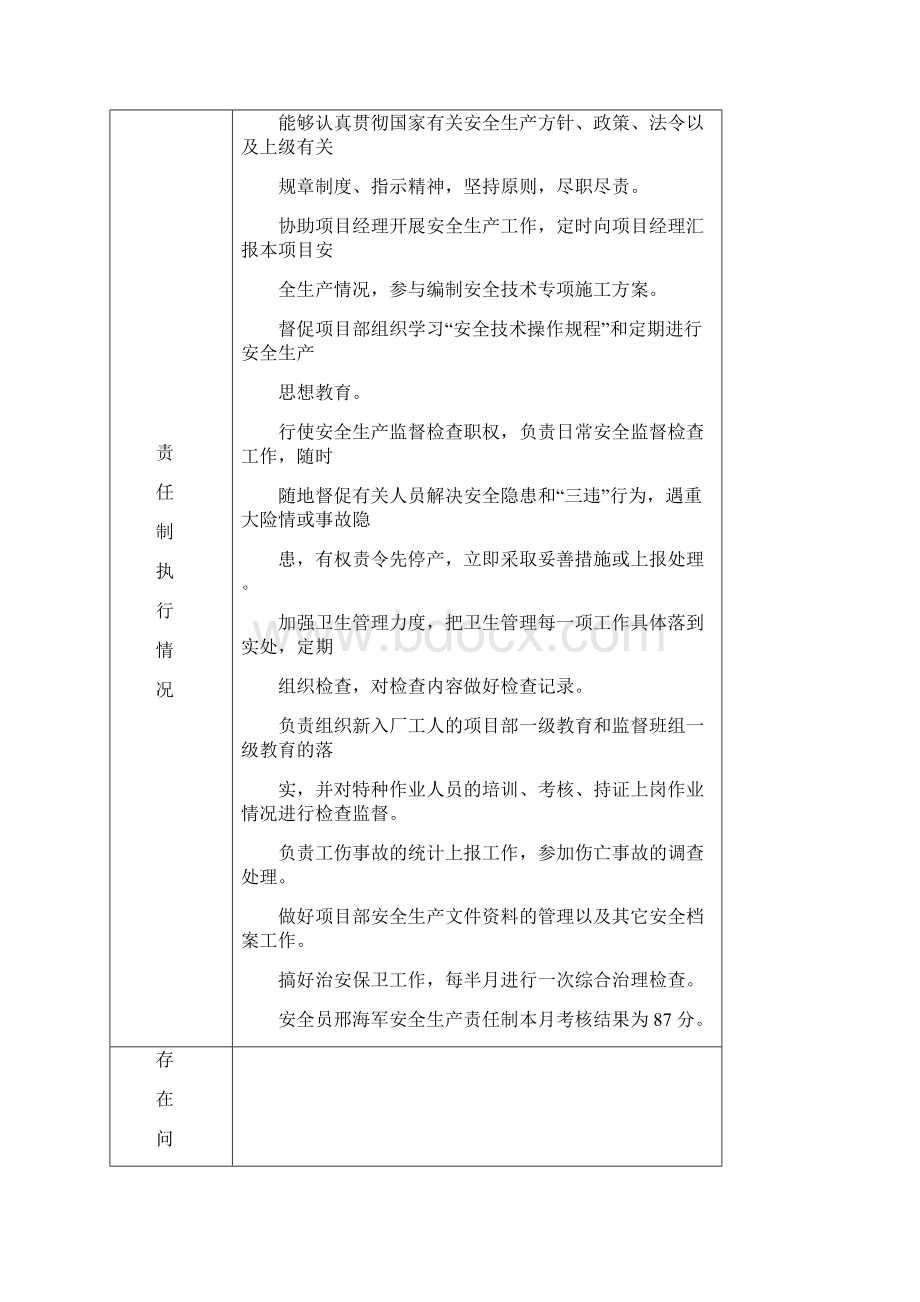 项目部责任制目标考核记录指导样本.docx_第3页