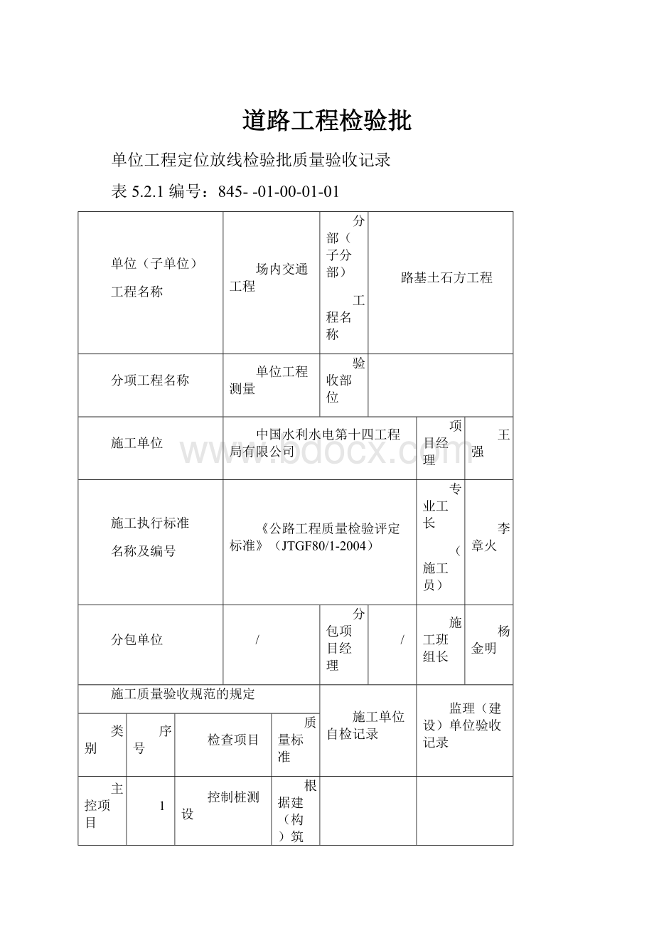 道路工程检验批.docx_第1页