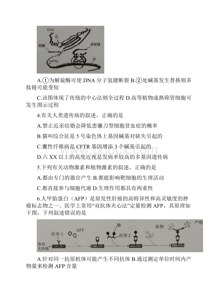 福建省宁德市届高三上学期期末质量检测理科综合无答案.docx_第2页