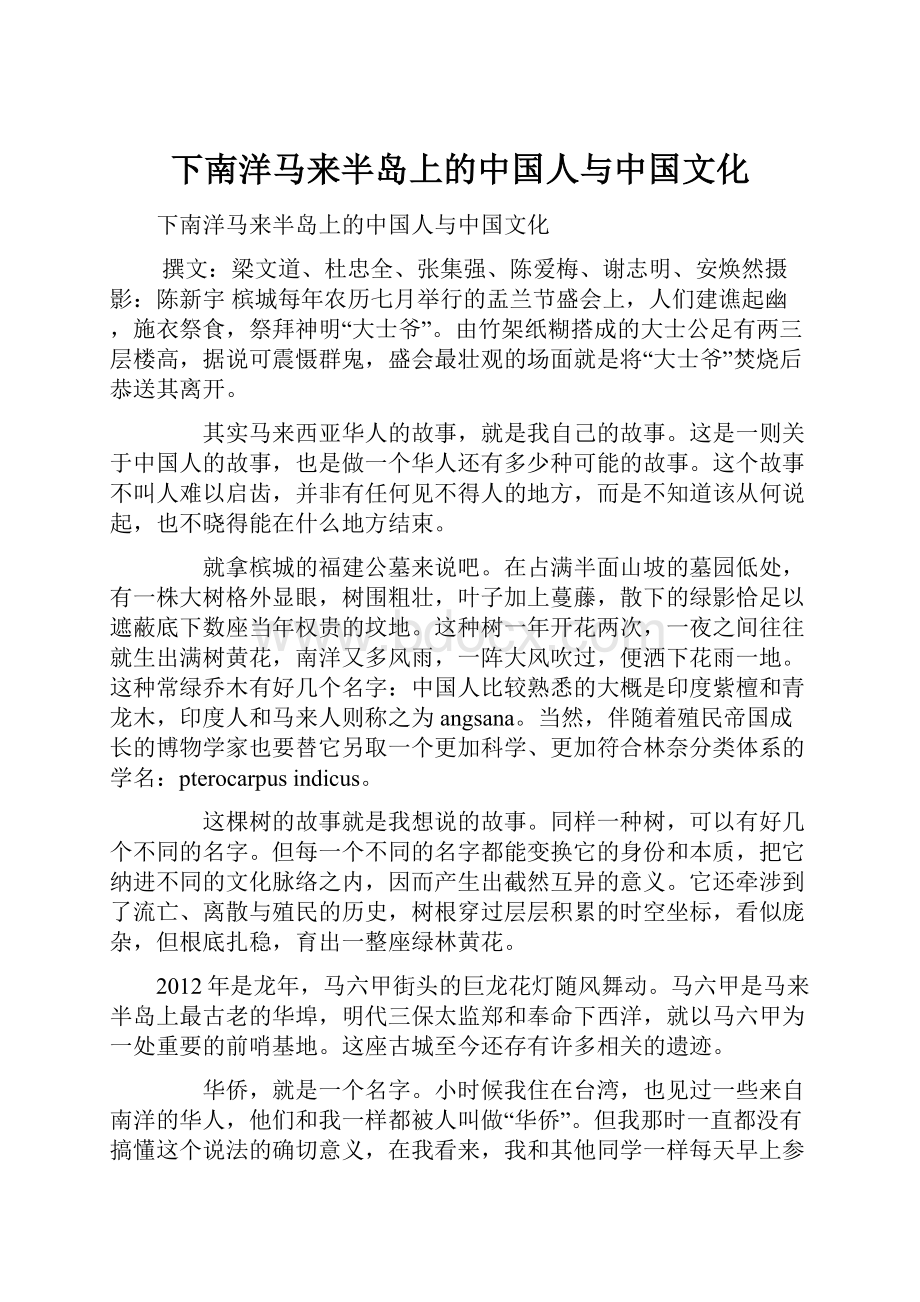 下南洋马来半岛上的中国人与中国文化.docx