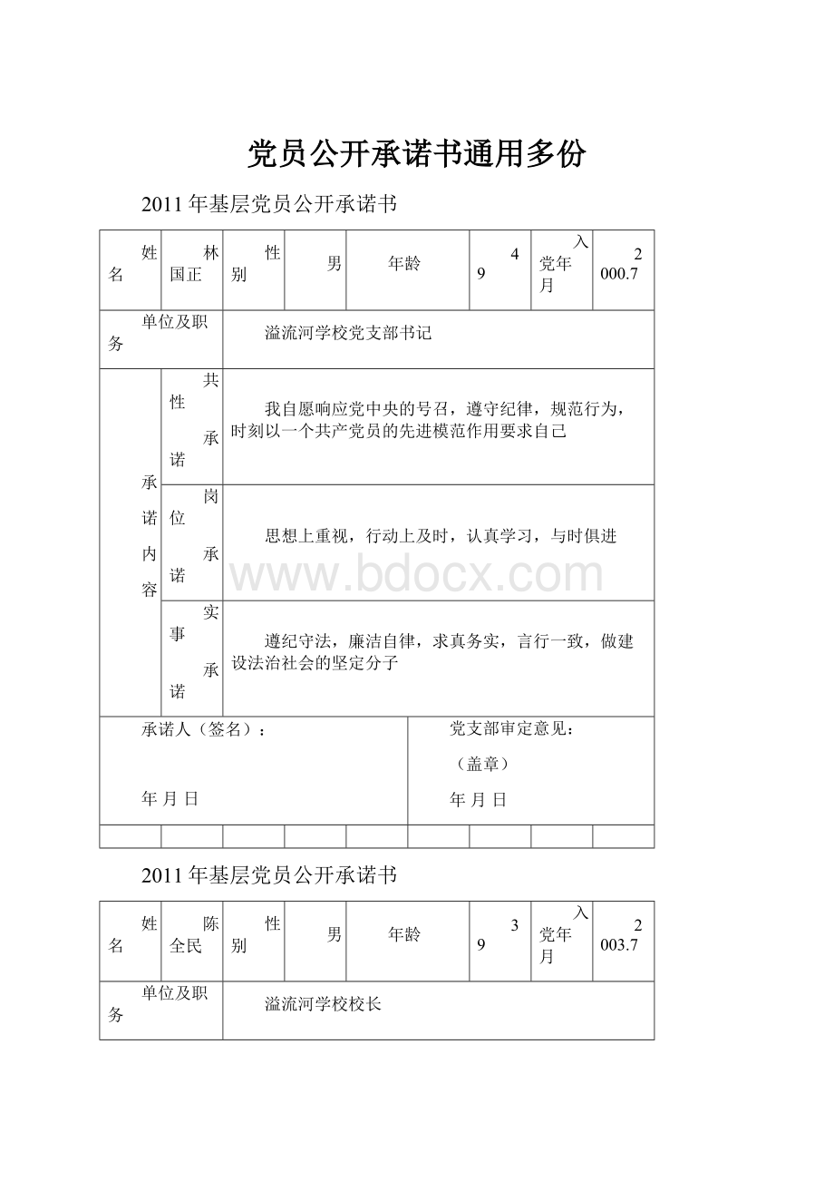 党员公开承诺书通用多份.docx