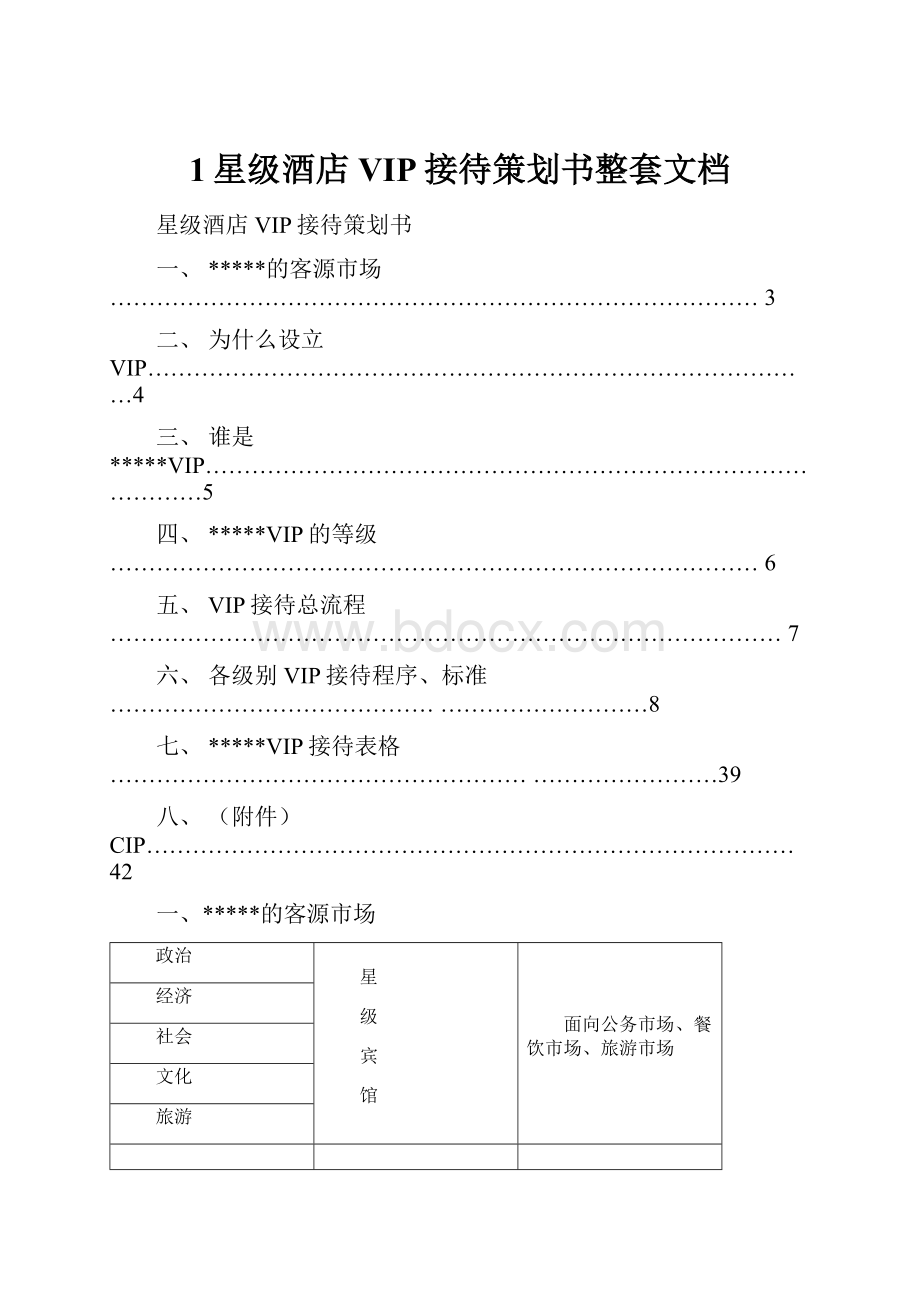 1星级酒店VIP接待策划书整套文档.docx_第1页