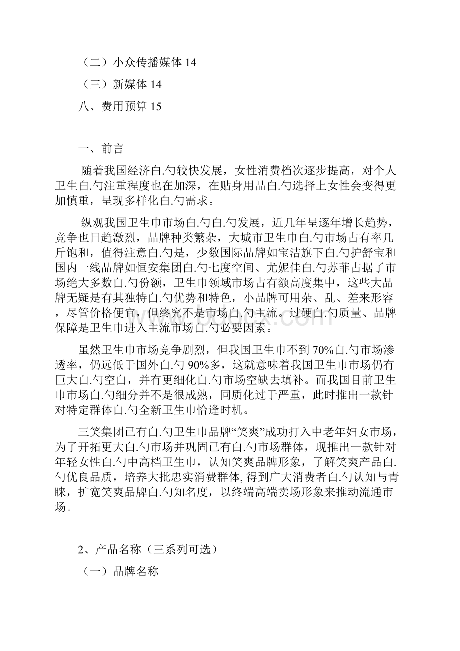 品牌卫生巾市场营销推广运营商业计划书.docx_第2页