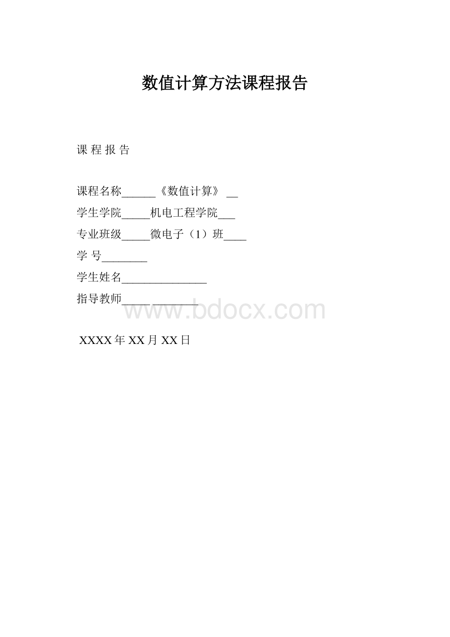 数值计算方法课程报告.docx