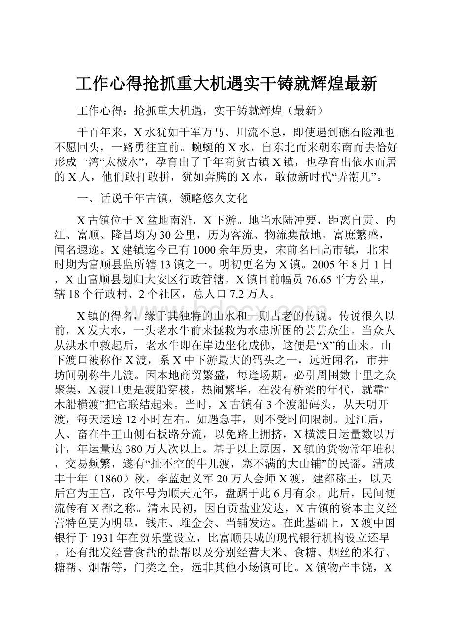 工作心得抢抓重大机遇实干铸就辉煌最新.docx