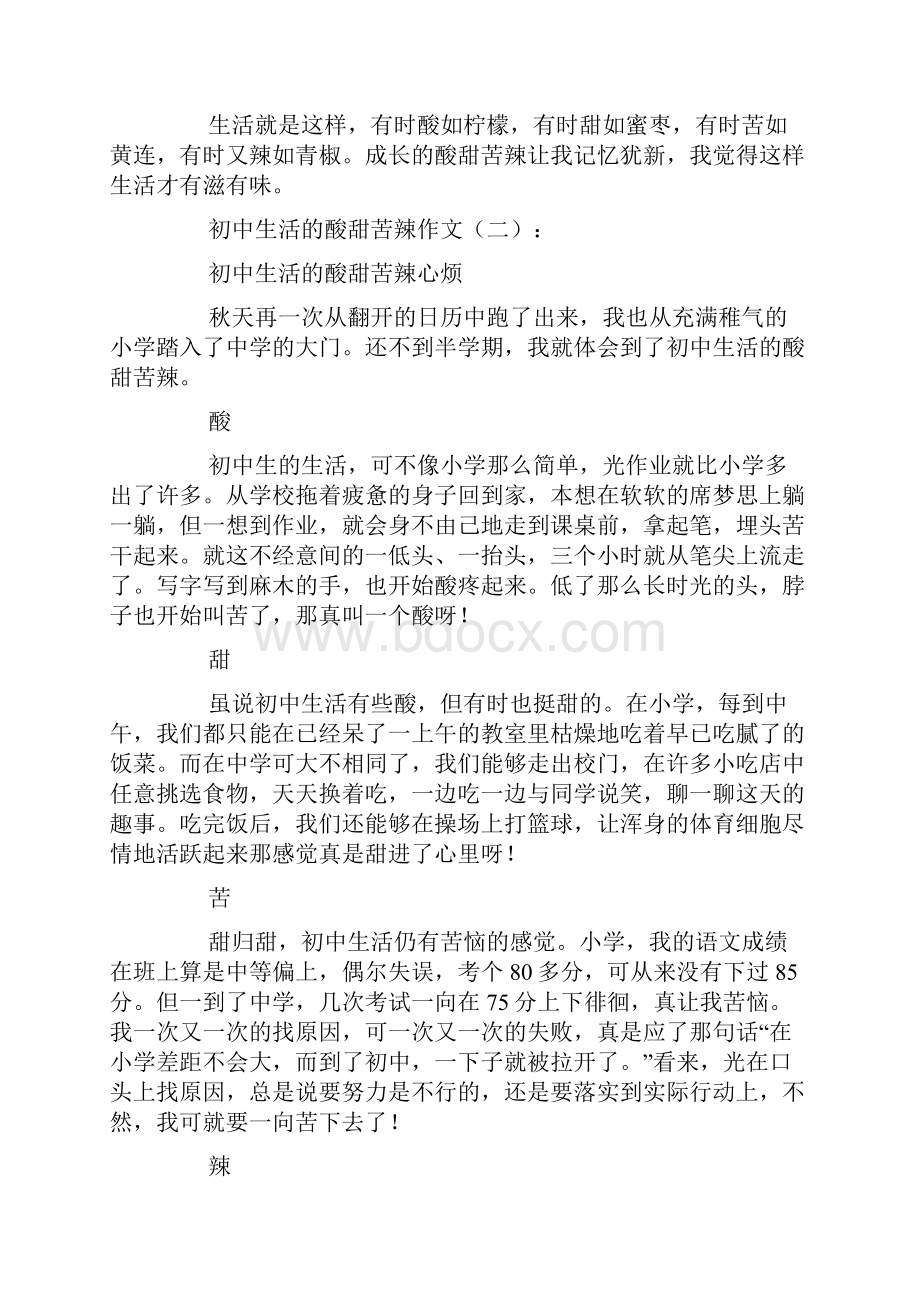 初中生活的酸甜苦辣.docx_第2页