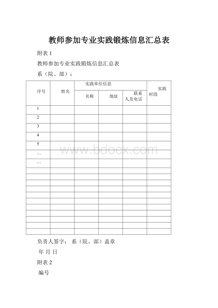 教师参加专业实践锻炼信息汇总表.docx_第1页