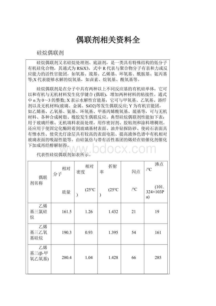 偶联剂相关资料全.docx