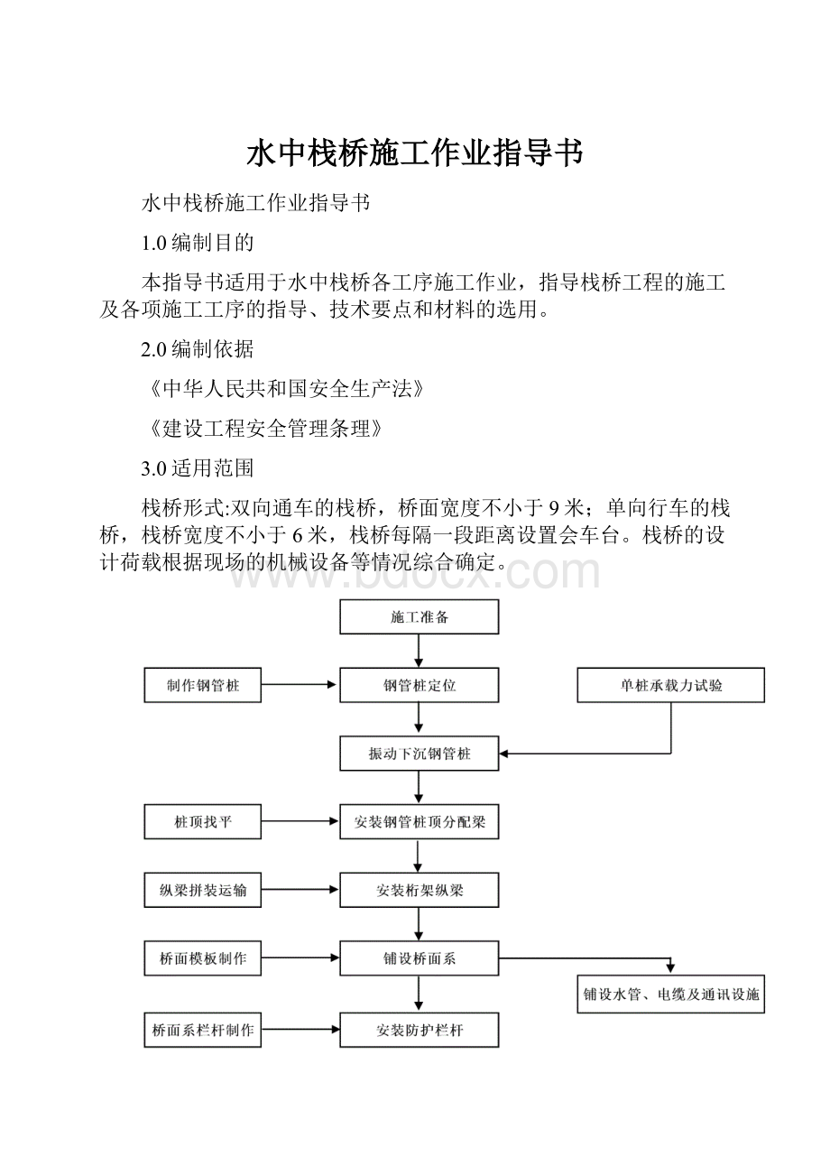 水中栈桥施工作业指导书.docx