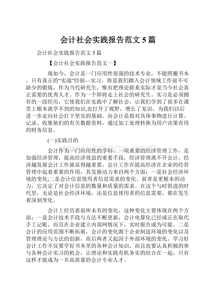 会计社会实践报告范文5篇.docx