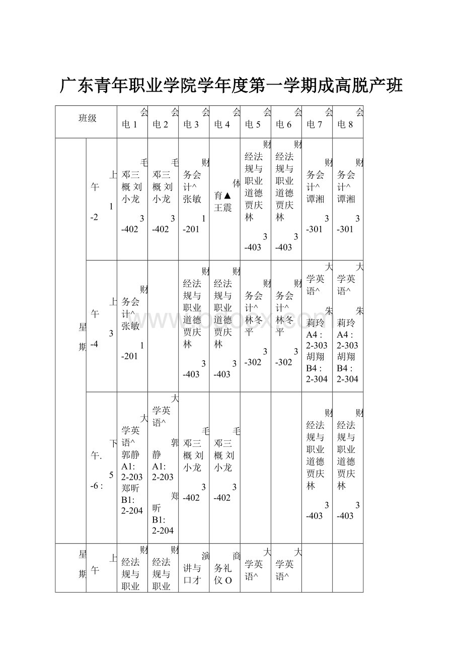 广东青年职业学院学年度第一学期成高脱产班.docx