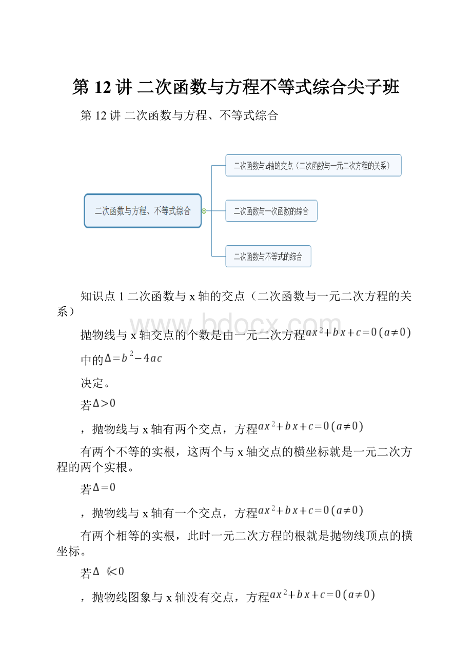 第12讲 二次函数与方程不等式综合尖子班.docx