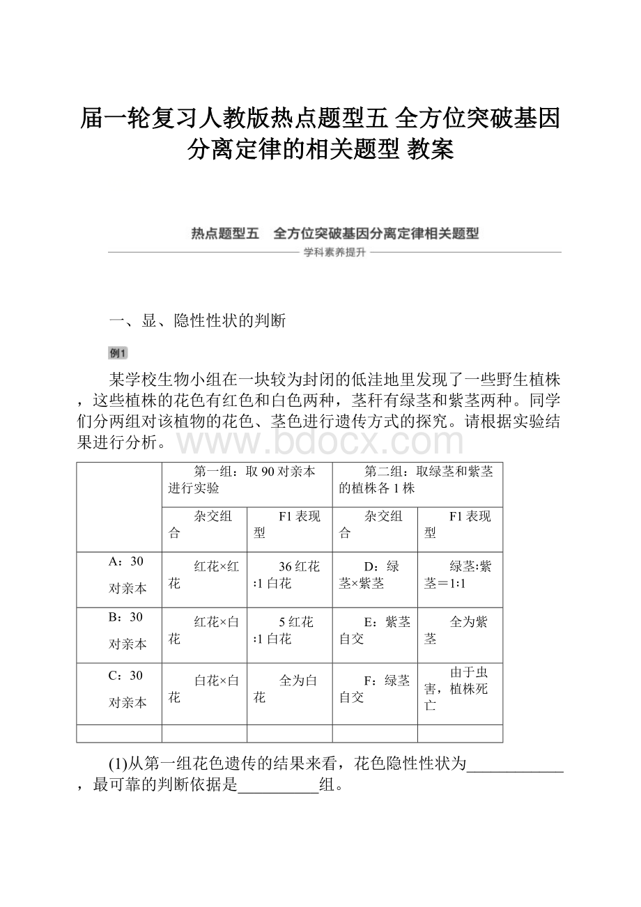 届一轮复习人教版热点题型五 全方位突破基因分离定律的相关题型教案.docx