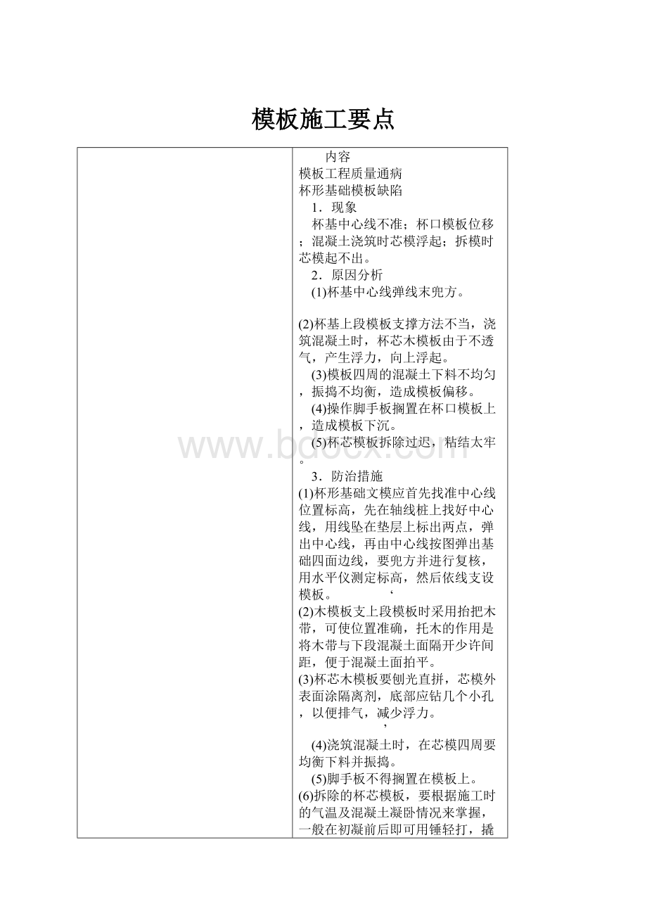 模板施工要点.docx