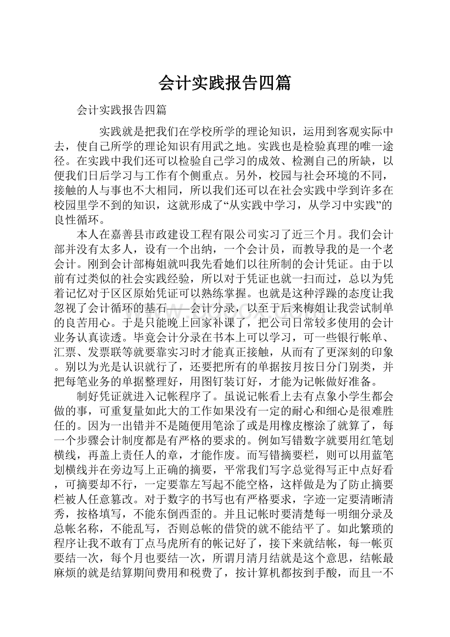 会计实践报告四篇.docx