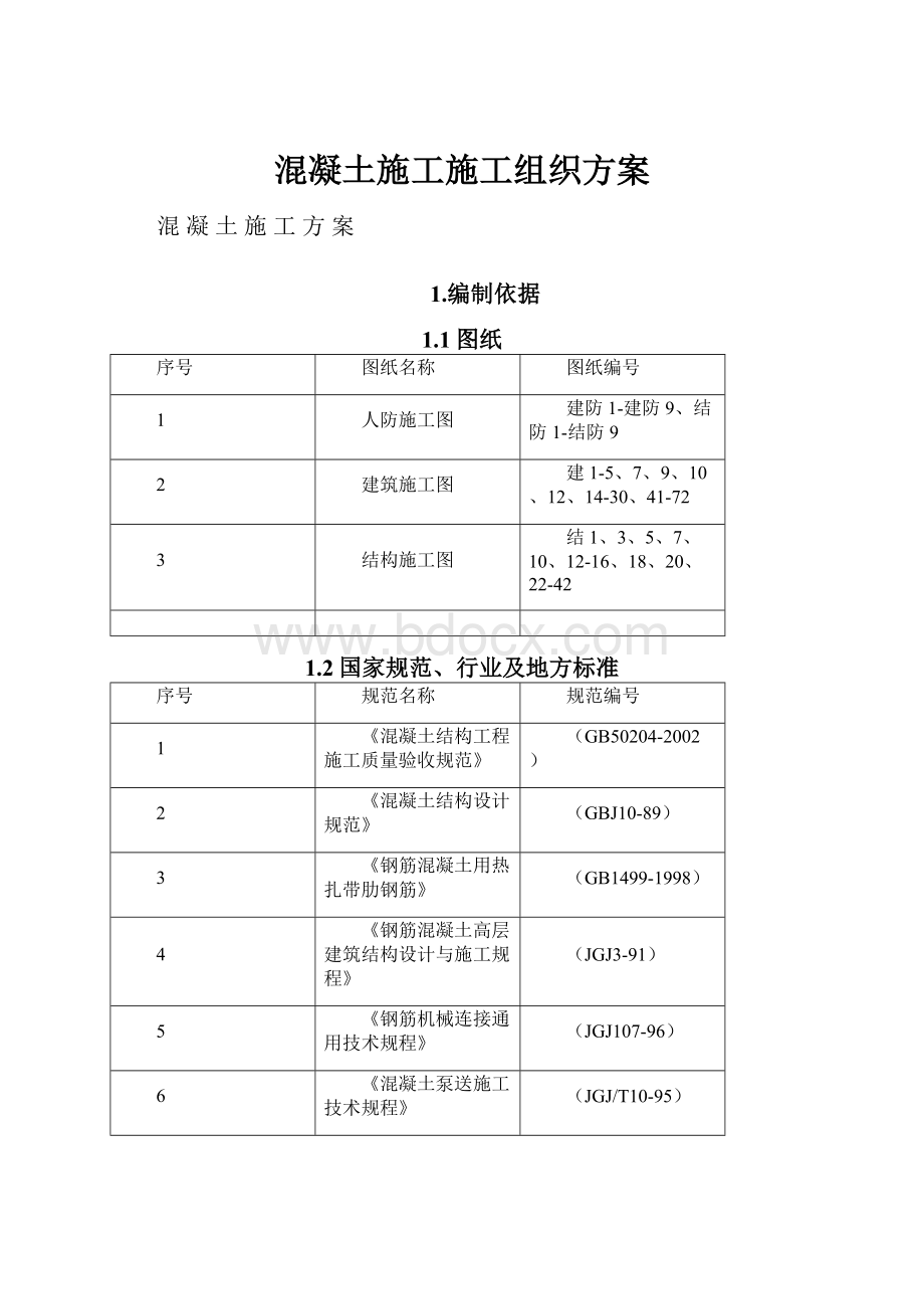 混凝土施工施工组织方案.docx_第1页